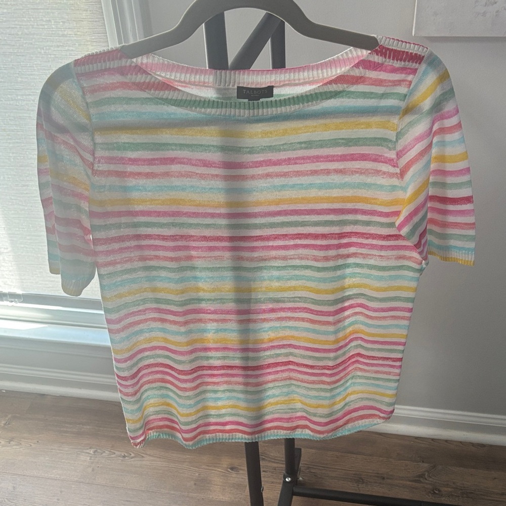 Talbots Multicolor Striped Short Sleeve Tee